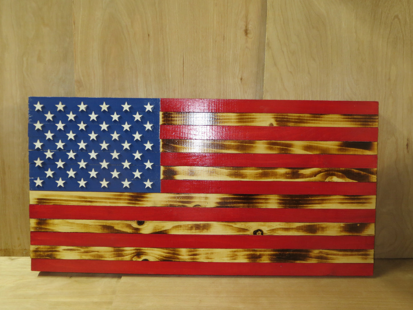 Wooden handmade American Flag