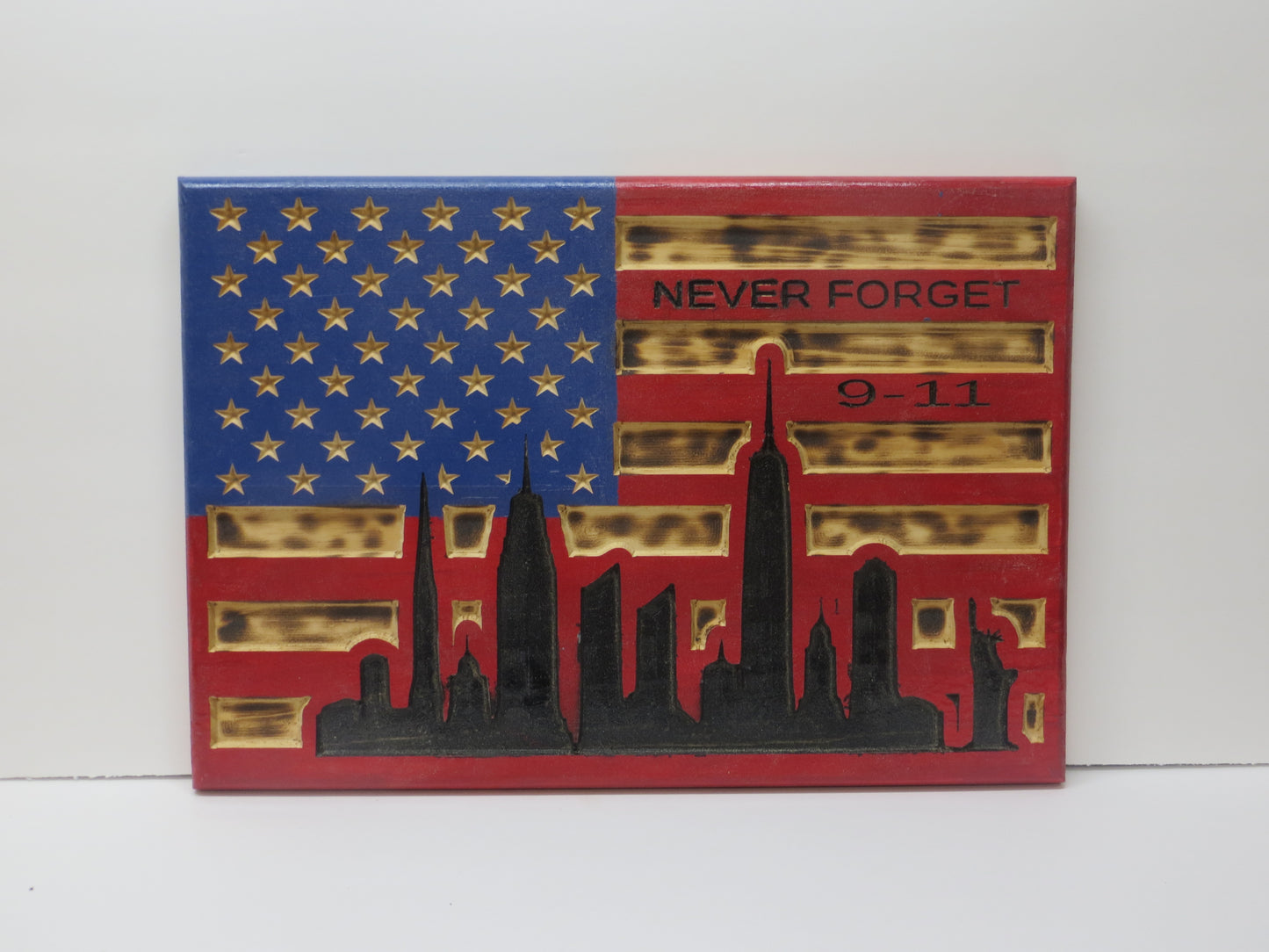 Wooden American Flag remember 911