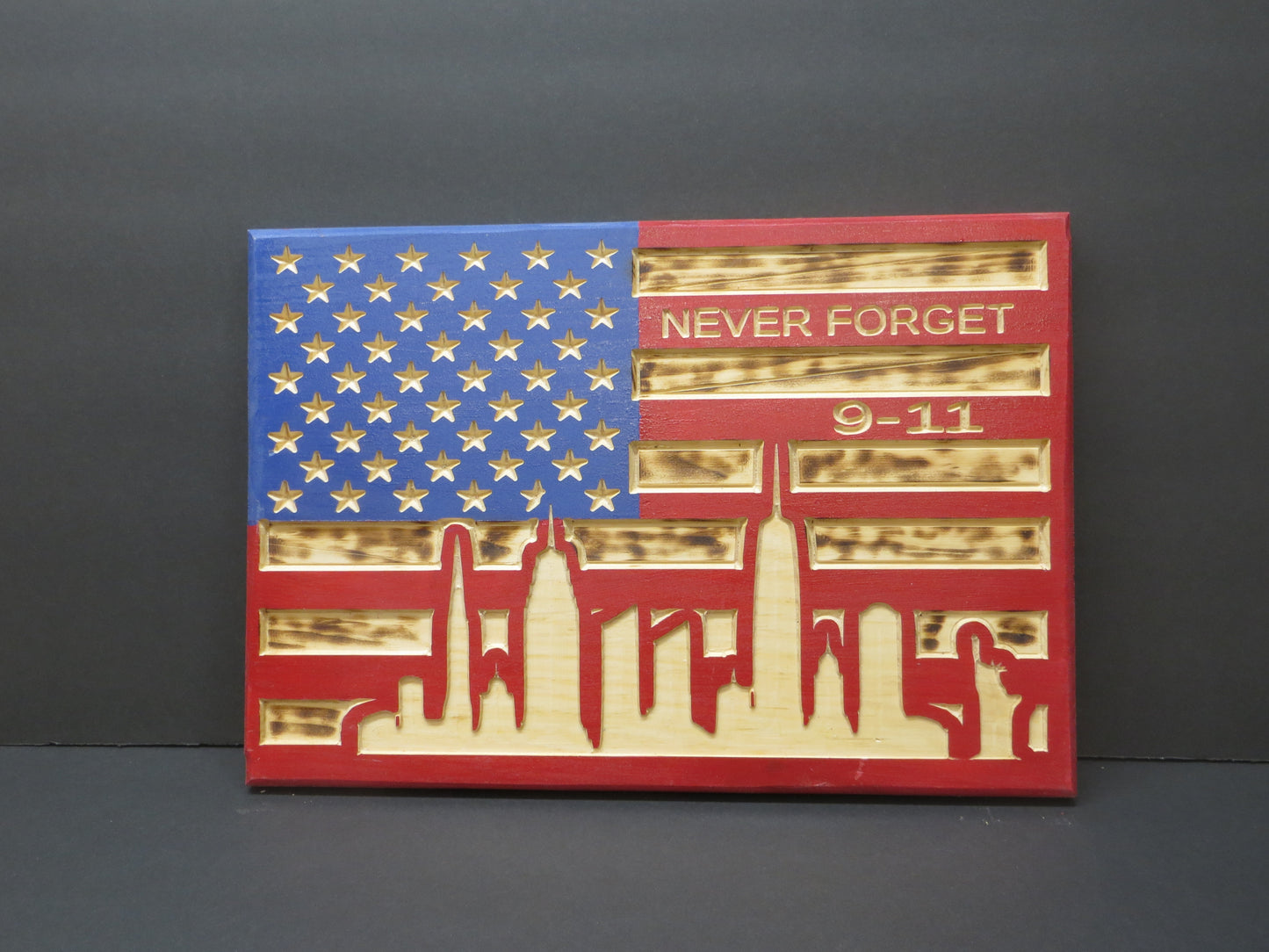 Wooden American Flag remember 911