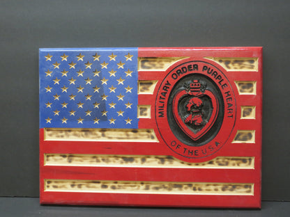 Wooden American Flag with U.S.M.C. INSIGNA