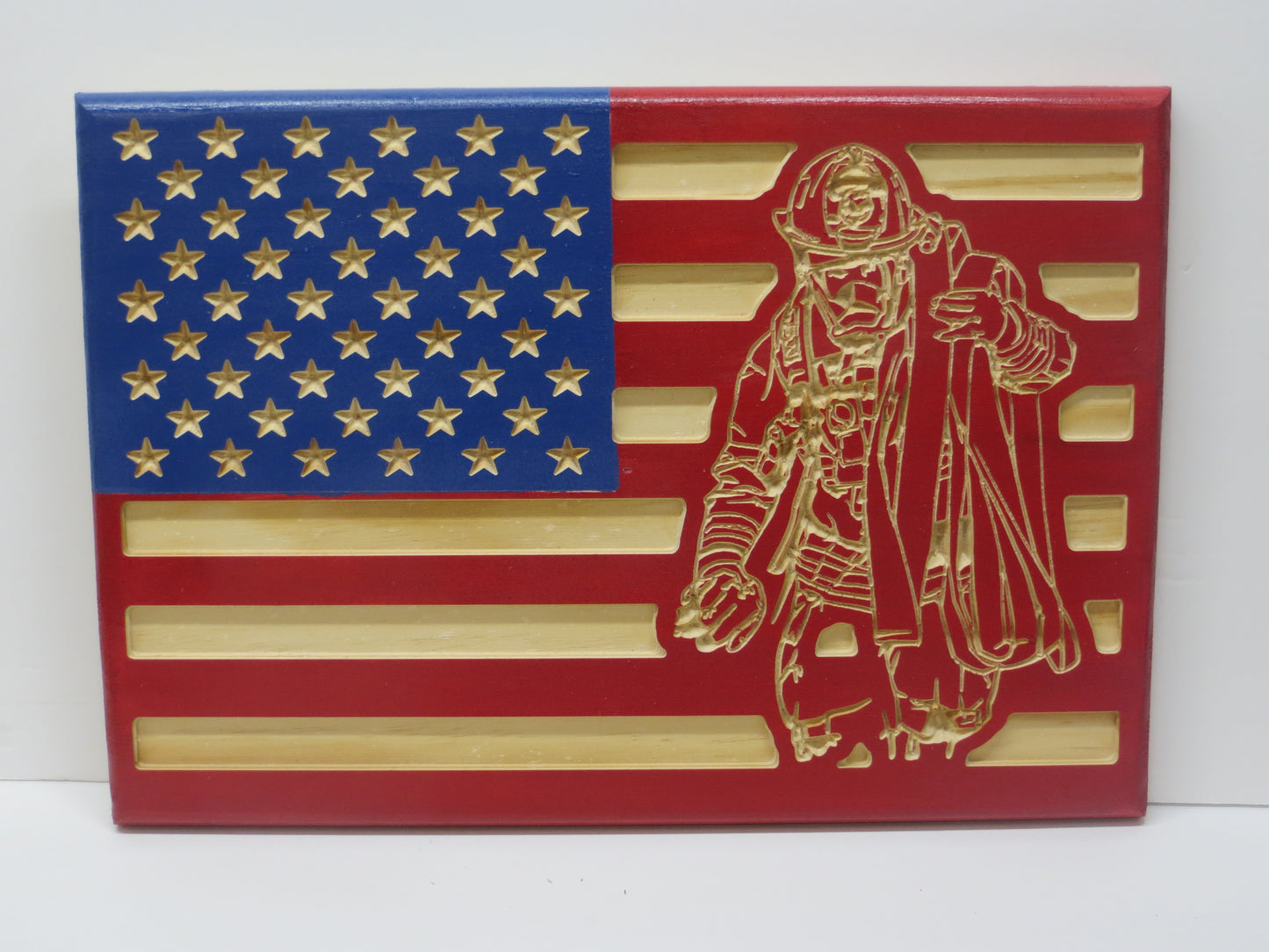 Wooden American Flag with U.S.M.C. INSIGNA