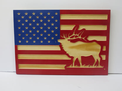 Wooden American Flag with U.S.M.C. INSIGNA