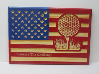 Wooden American Flag with U.S.M.C. INSIGNA