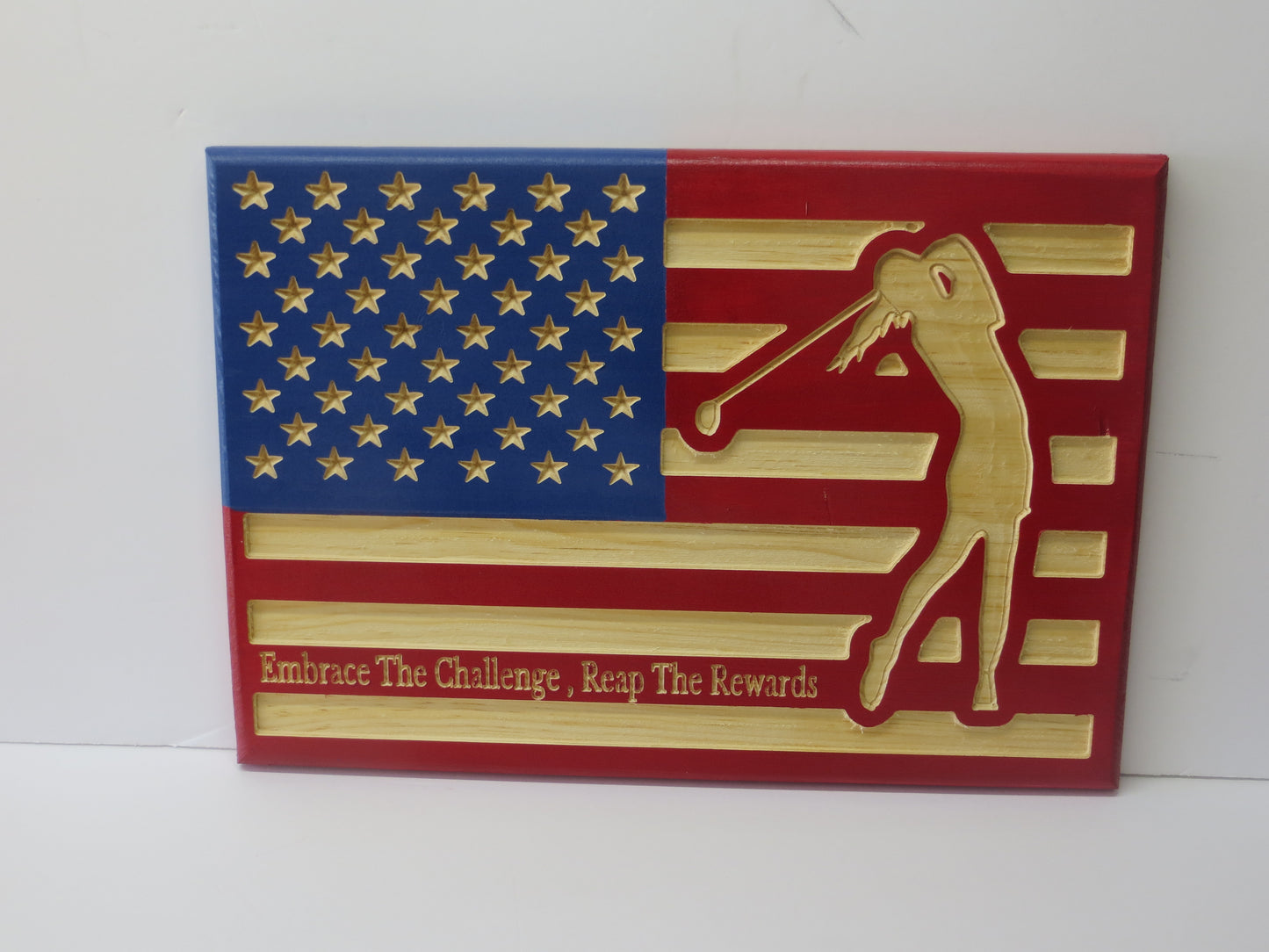 American Flag with woman Golfer