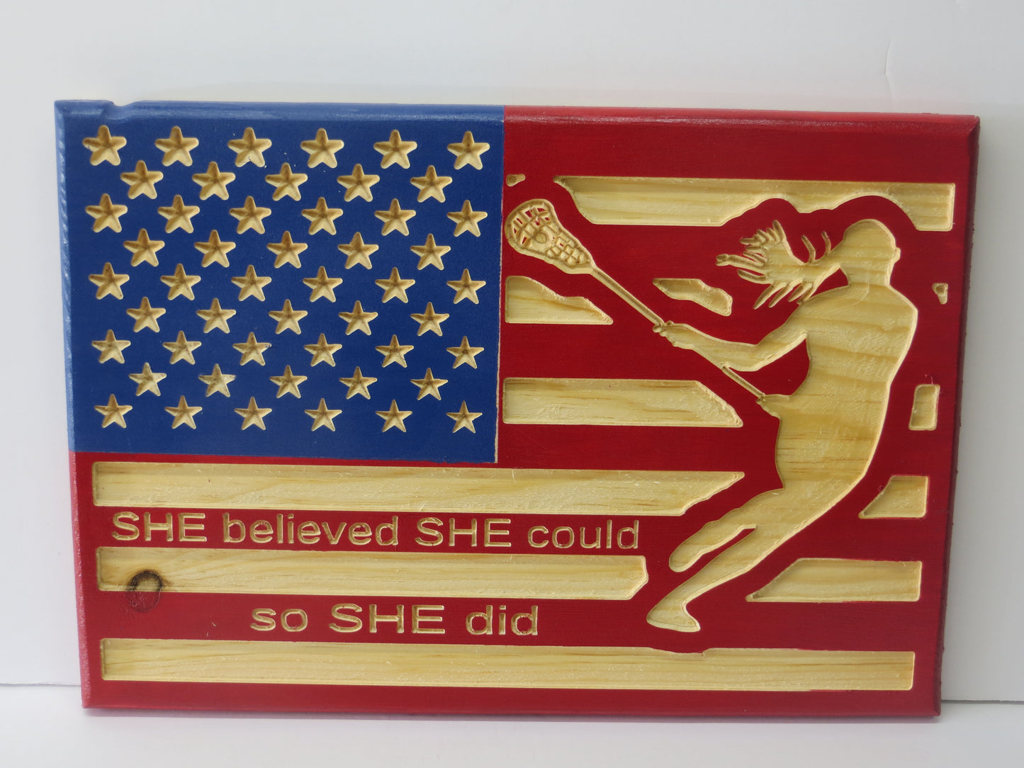 Wooden American Flag with U.S.M.C. INSIGNA