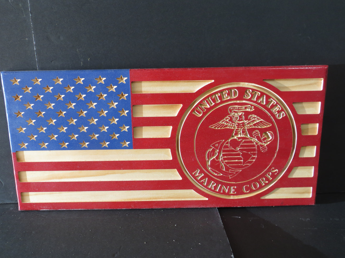 Wooden American Flag USMC