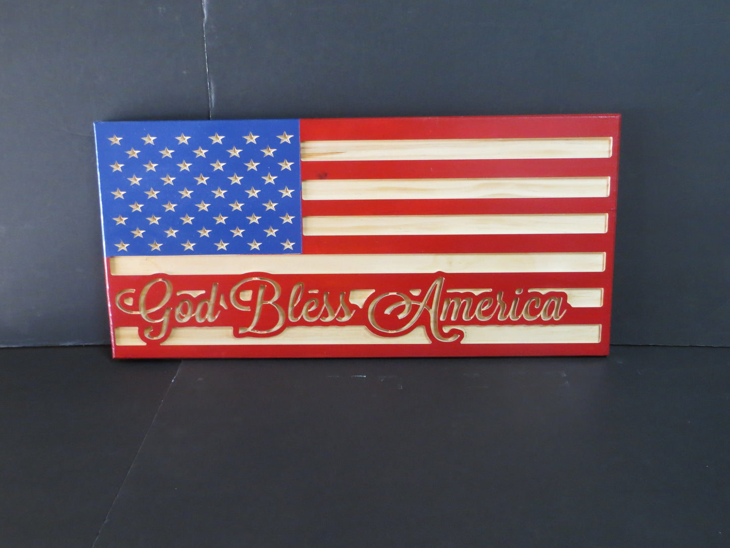 God Bless America wooden flag