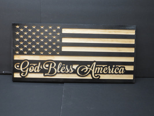 God Bless America wooden flag